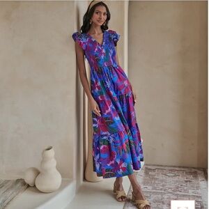 Sugarlips Blue & Pink Floral Midi Dress